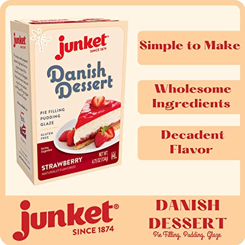 Junket Danish Dessert Mix Bundle Of 6 3 Raspberry And 3 Strawbe