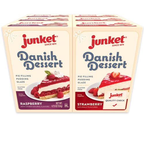 Junket Danish Dessert Mix Bundle Of 6 3 Raspberry And 3 Strawbe