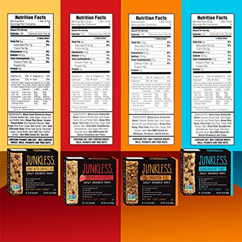Junkless JUNKLESS Chewy Granola Bar Variety Pack, bars 6 x 1.1 ...