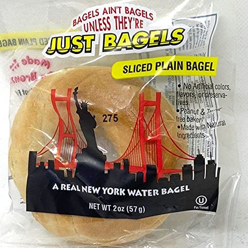 Just Bagels Individually Wrapped Mini Plain Bagel, 2 Ounce -- 60...