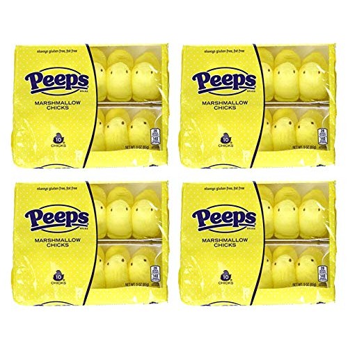 Marshmallow Peeps Yellow Chicks -10 Ct Tray - Pack Of 4
