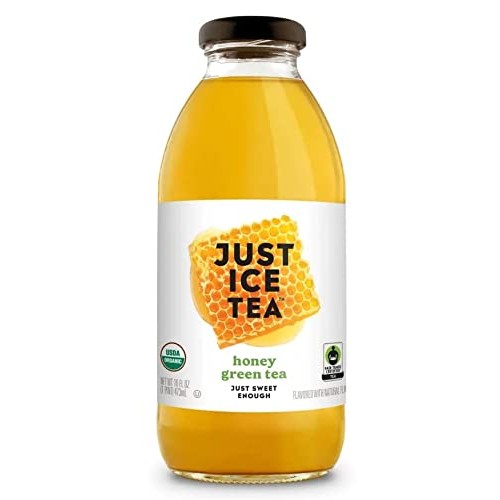 Just Ice Tea Organic Iced Tea, 16 Fl Oz Glass Bottles Honey Gre...