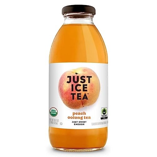 Just Ice Tea Organic Iced Tea, 16 Fl Oz Glass Bottles Peach Ool...
