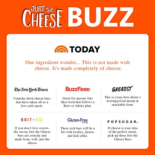 Just The Cheese Bars, Crunchy Baked Low Carb Snack Bars. 100% Na