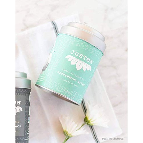 Justea Peppermint Detox | Loose Leaf Herbal Tea With Hand Carved