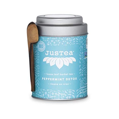 Justea Peppermint Detox | Loose Leaf Herbal Tea With Hand Carved