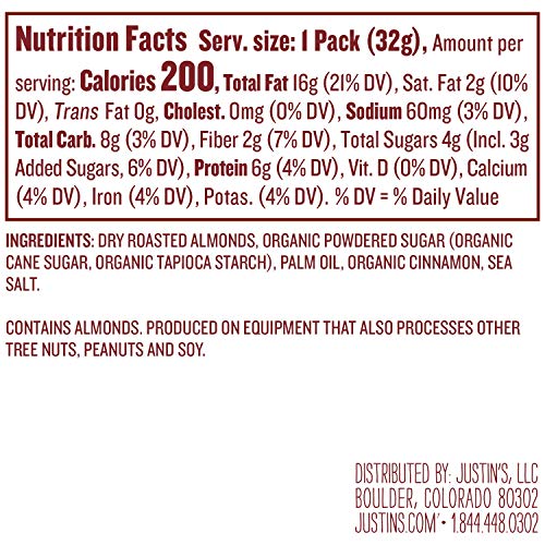 Justins Cinnamon Almond Butter Squeeze Packs, Gluten-Free, Non-