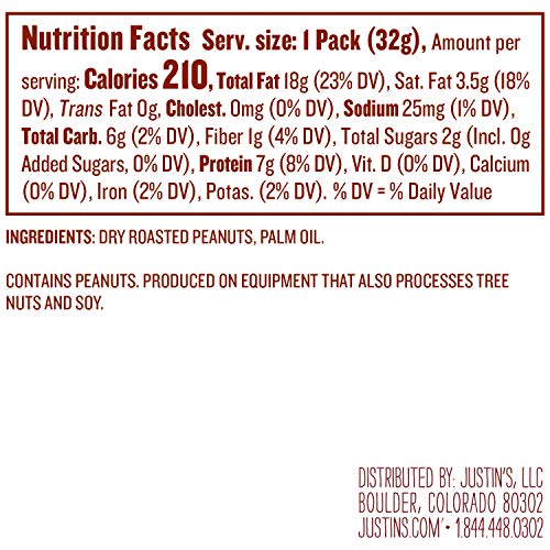 Justins Classic Peanut Butter Squeeze Packs, Only Two Ingredien