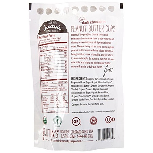 Justins, Mini Dark Chocolate Peanut Butter Cups, 4.7 Oz