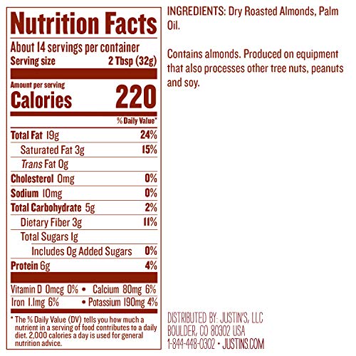 Justins Classic Almond Butter, Only Two Ingredients, No Stir, G