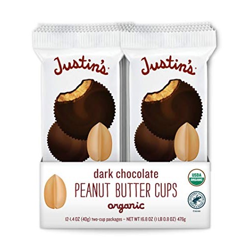 Justins Organic Dark Chocolate Peanut Butter Cups, Rainforest A