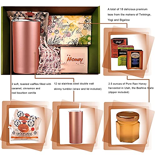 Variety Tea Gift Set- Includes Double Insulated Cup, 18 Flavors