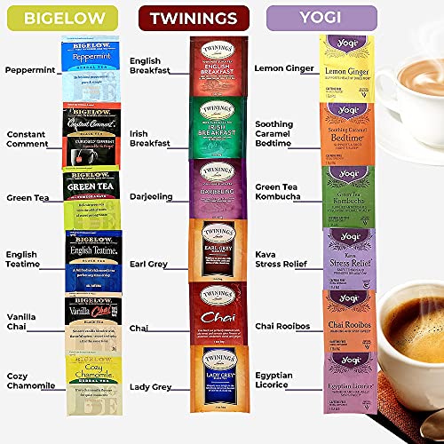Variety Tea Gift Set- Includes Double Insulated Cup, 18 Flavors