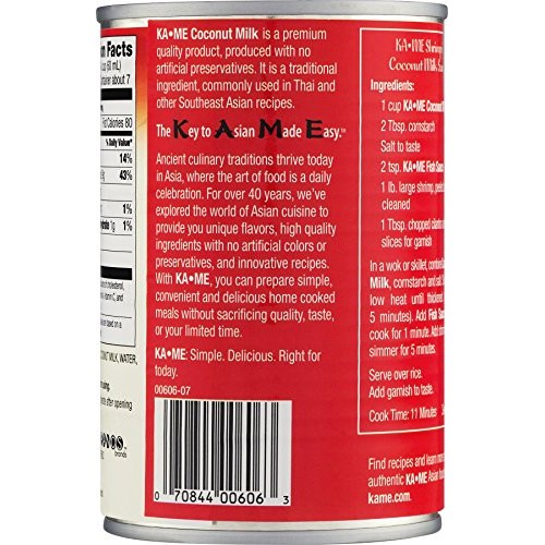 Ka-Me Coconut Milk, Organic Lite, 14 Ounce Pack Of 12