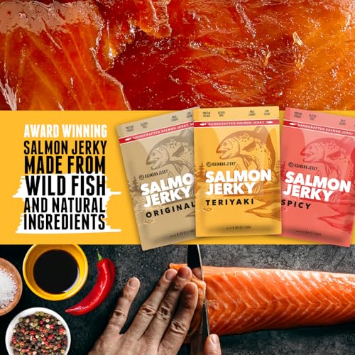 Kaimana Jerky Wild Caught Salmon Jerky - Organic Dried Fish Stri...