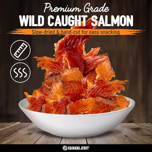 Kaimana Jerky Wild Caught Salmon Jerky - Organic Dried Fish Stri...
