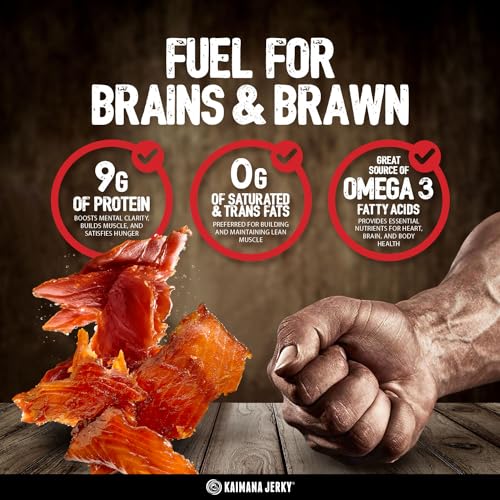 Kaimana Jerky Wild Caught Salmon Jerky - Organic Dried Fish Stri...