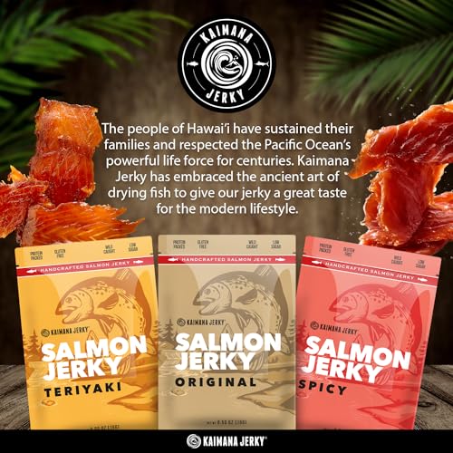 Kaimana Jerky Wild Caught Salmon Jerky - Organic Dried Fish Stri...