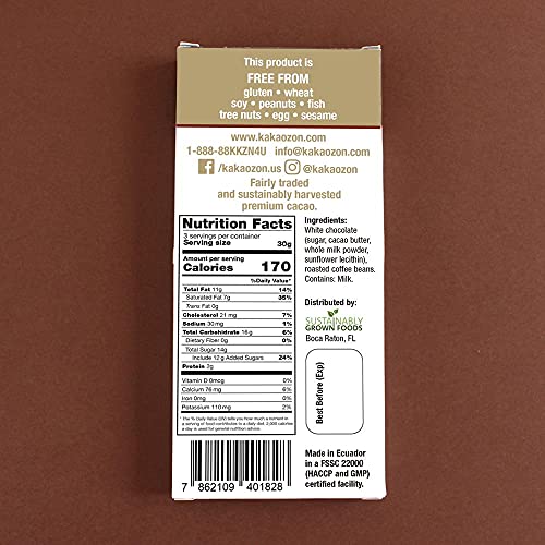 KakaoZon White Chocolate with Coffee | White Chocolate | 100% Ec...