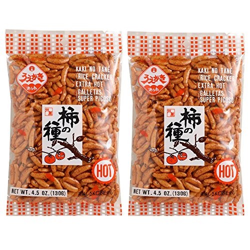 Uegaki Beika Extra Hot Rice Cracker Kaki No Tane 4.5Oz Pack Of 2