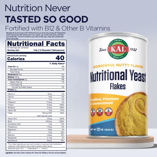 Kal Nutritional Yeast Flakes | Vitamin B12, Vegan, Non-Gmo, Glut