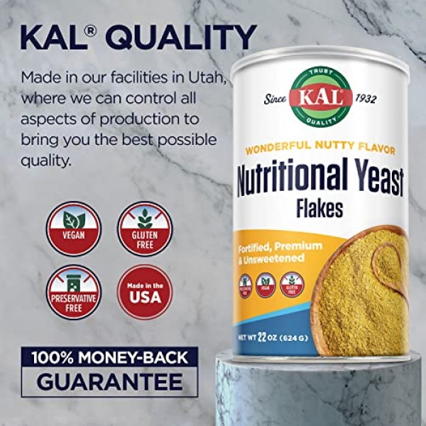 KAL Nutritional Yeast Flakes | Vitamin B12, Vegan, Non-GMO, Glut...