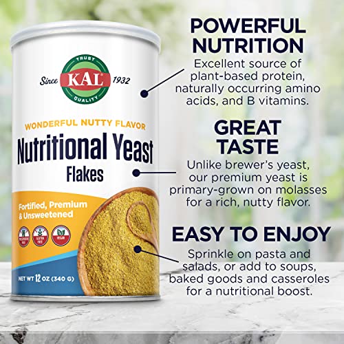 Kal Nutritional Yeast Flakes | Vitamin B12, Vegan, Non-Gmo, Glut