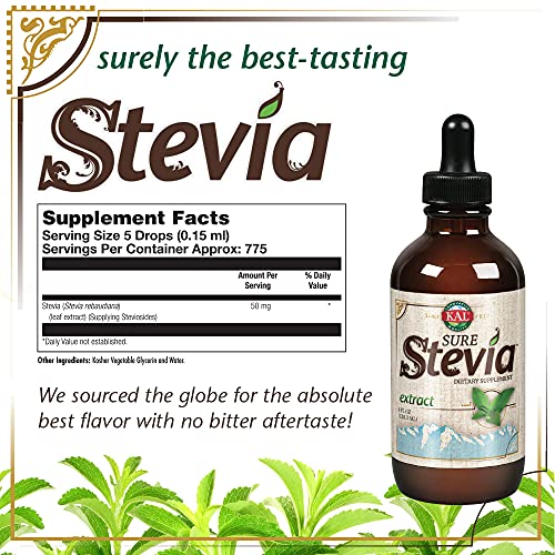 Kal Sure Stevia Liquid Extract 8 Oz | Best-Tasting, Zero Calorie