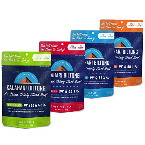 Variety Pack Kalahari Biltong, Air-Dried Thinly Sliced Beef, 2Oz