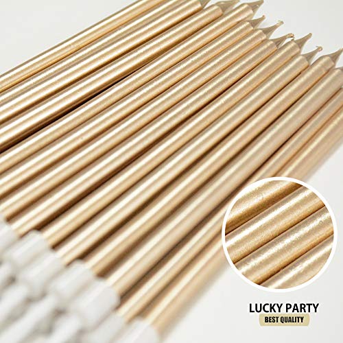 24 Count Birthday Party Long Thin Cake Candles Metallic Birthday