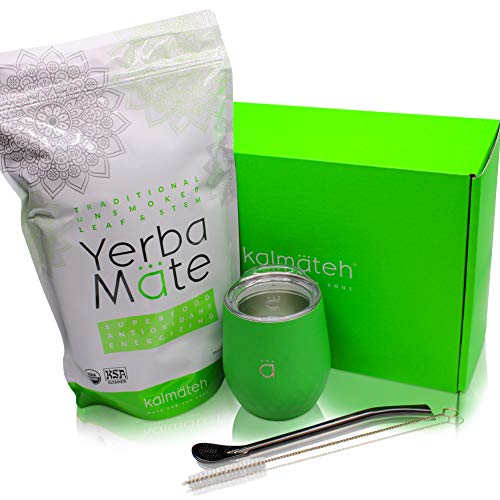 Kalmateh Yerba Mate Starter Set– Modern 8 Oz Double Walled Stain