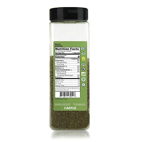 Castle Foods | Whole Basil Container, Premium Restaurant Quality