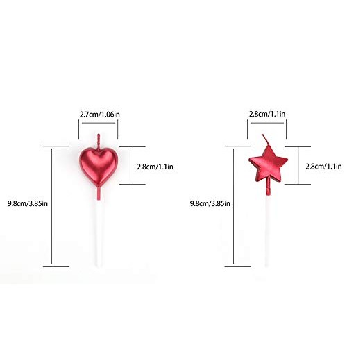 10 Cute Heart Shaped And Star Birthday Candles Multi-Color Cake