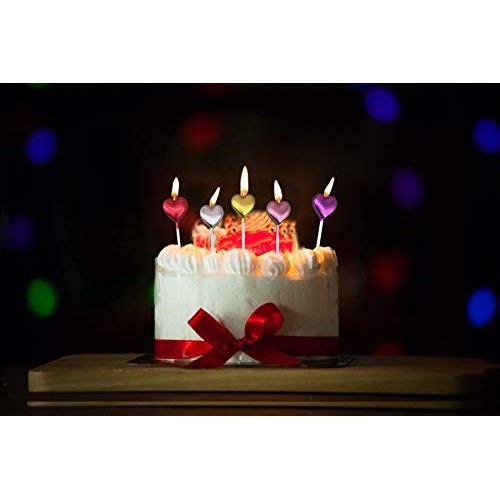 10 Cute Heart Shaped And Star Birthday Candles Multi-Color Cake