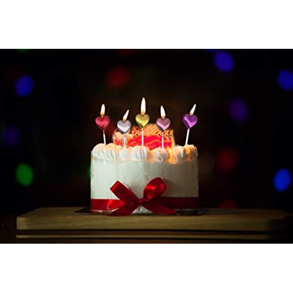10 Cute Heart Shaped and Star Birthday Candles Multi-Color Cake ...