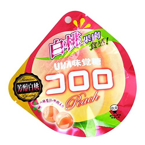 Pack of 6 Japanese UHA Kororo Gummy Candy Peach Flavor 40g