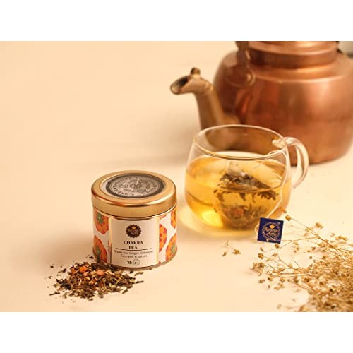 Karma kettle Chakra Green Tea with Ginger Flakes Tulsi CardamBit...