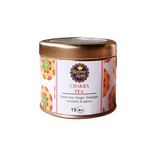 Karma kettle Chakra Green Tea with Ginger Flakes Tulsi CardamBit...