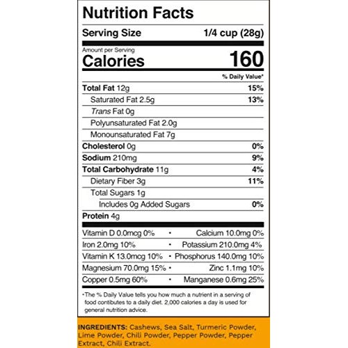 Karma Nuts Golden Turmeric Wrapped Cashews | 8 Oz Jar | Whole, W