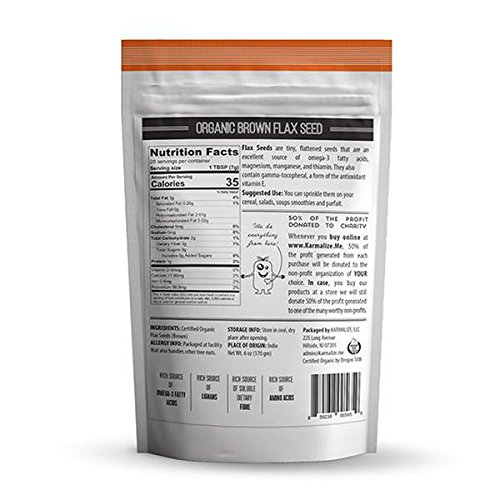 Karmalize.Me Organic Flax Seed, Brown 6 Oz.