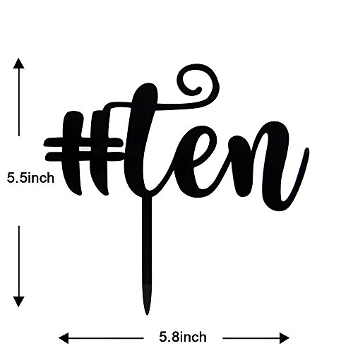 Ten Cake Topper Happy 10Th Birthday -Wedding Anniversary - Hello