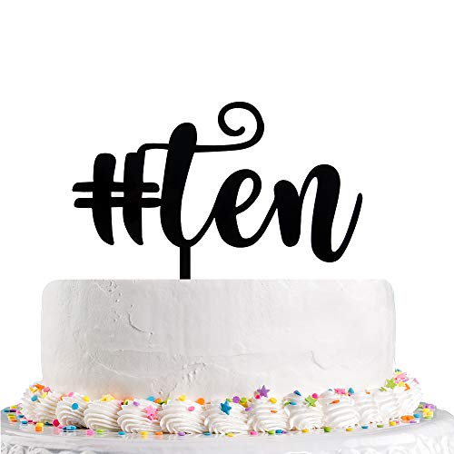 Ten Cake Topper Happy 10Th Birthday -Wedding Anniversary - Hello