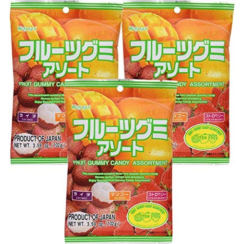 Kasugai Fruit Assort Gummy Candy 3.59Oz 3 Pack
