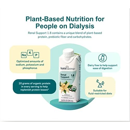 Kate Farms Organic Vegan Plant Based 1.8 Renal Support Shake, Va