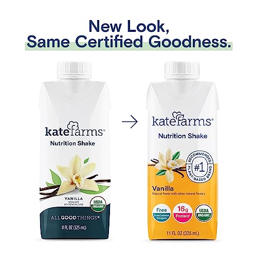 KATE FARMS Organic Vegan Plant Based Nutrition Shake, Vanilla, 1...