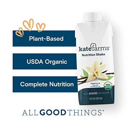 KATE FARMS Organic Vegan Plant Based Nutrition Shake, Vanilla, 1...
