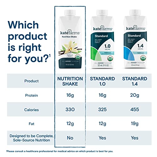 KATE FARMS Organic Vegan Plant Based Nutrition Shake, Vanilla, 1...