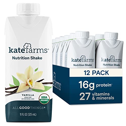 KATE FARMS Organic Vegan Plant Based Nutrition Shake, Vanilla, 1...