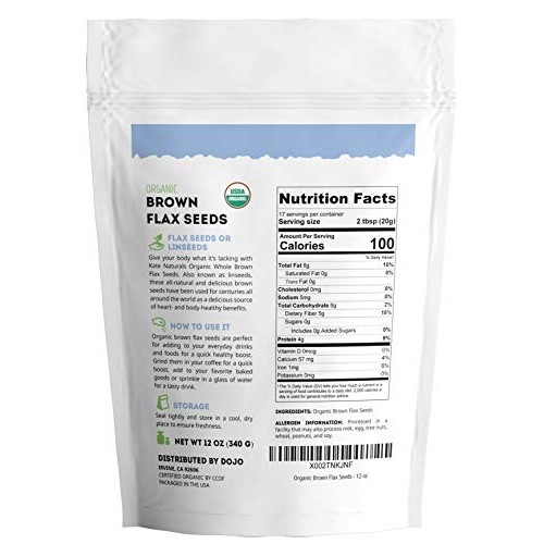 Organic Brown Flax Seeds - Kate Naturals | All-Natural, Non-Gmo,