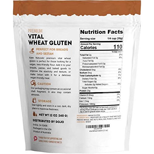 Premium Vital Wheat Gluten - Kate Naturals. High Protein, Low Ca